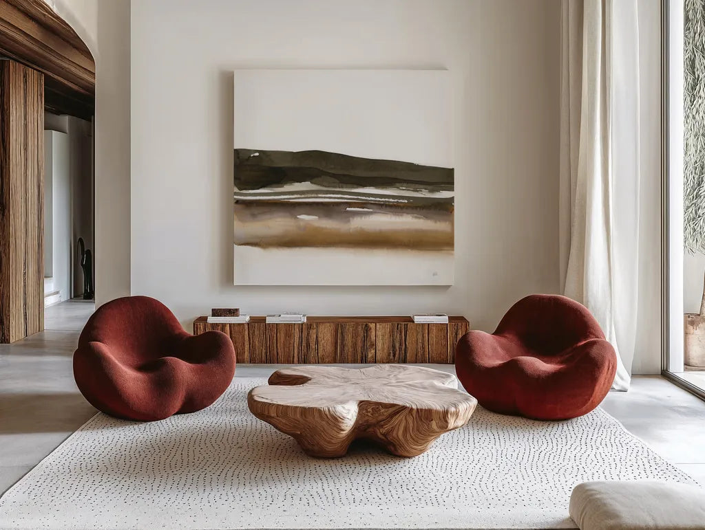 Marsh II by Chris Paschke. Shown as extra-large giant wall art in a modern living room. Available as an archival giclee rolled canvas, fine art paper, or poster print. SKU 78536a.