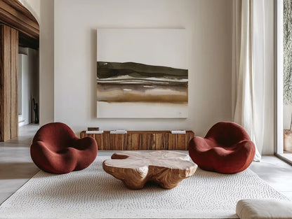 Marsh II by Chris Paschke. Shown as extra-large giant wall art in a modern living room. Available as an archival giclee rolled canvas, fine art paper, or poster print. SKU 78536a.