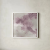 Mauve Indigo Flow I by Chris Paschke. Shown in a crisp white glass frame for a clean and minimalist style. Available as an archival giclee rolled canvas, fine art paper, or poster print. SKU 50124a.