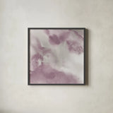 Mauve Indigo Flow II by Chris Paschke. Shown in a sleek black glass frame for a contemporary gallery look. Available as an archival giclee rolled canvas, fine art paper, or poster print. SKU 50125a.