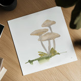 Mellow Mushrooms I by Chris Paschke. Shown as a detailed flat fine art print, highlighting archival giclee quality. Available as an archival giclee rolled canvas, fine art paper, or poster print. SKU 84539a.