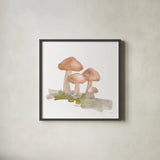 Mellow Mushrooms II by Chris Paschke. Shown in a sleek black glass frame for a contemporary gallery look. Available as an archival giclee rolled canvas, fine art paper, or poster print. SKU 84540a.