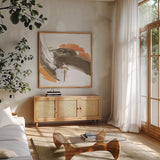 Melody III by Chris Paschke. Shown in a natural wood frame in a cozy modern living room. Available as an archival giclee rolled canvas, fine art paper, or poster print. SKU 73097a.