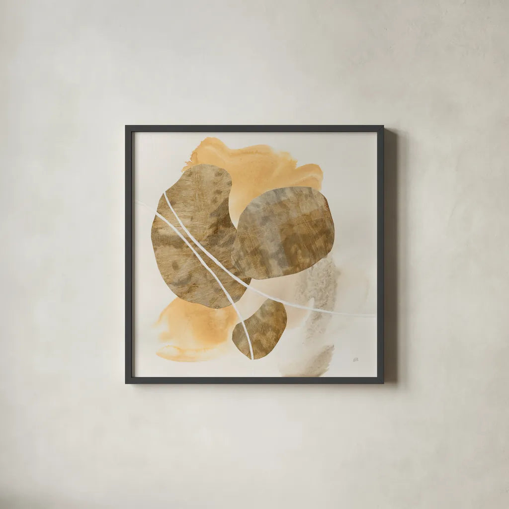 Metallic Textures I by Chris Paschke. Shown in a sleek black glass frame for a contemporary gallery look. Available as an archival giclee rolled canvas, fine art paper, or poster print. SKU 94780a.