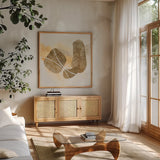 Metallic Textures II by Chris Paschke. Shown in a natural wood frame in a cozy modern living room. Available as an archival giclee rolled canvas, fine art paper, or poster print. SKU 94781a.