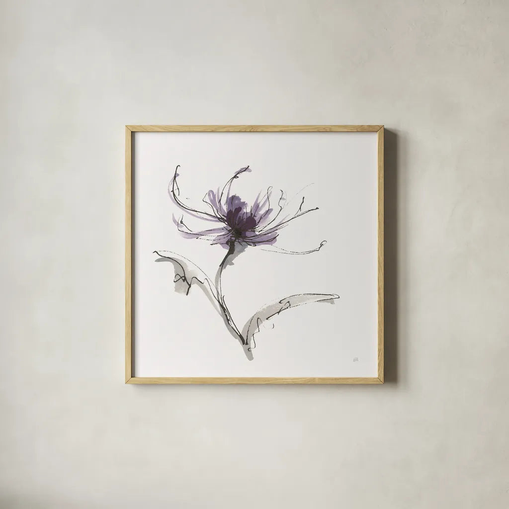 Midnight Mum II by Chris Paschke. Shown in a natural wood glass frame for a timeless modern aesthetic. Available as an archival giclee rolled canvas, fine art paper, or poster print. SKU 91435a.