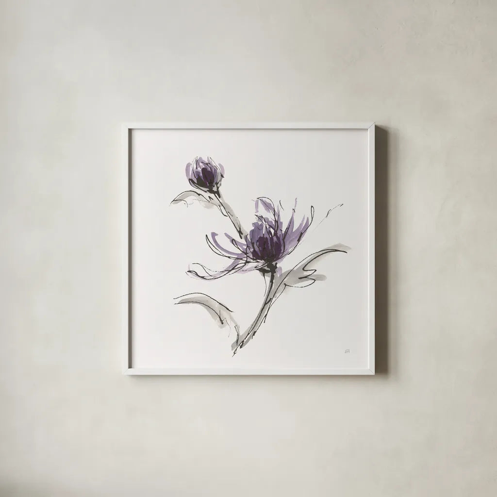 Midnight Mum IV by Chris Paschke. Shown in a crisp white glass frame for a clean and minimalist style. Available as an archival giclee rolled canvas, fine art paper, or poster print. SKU 91437a.