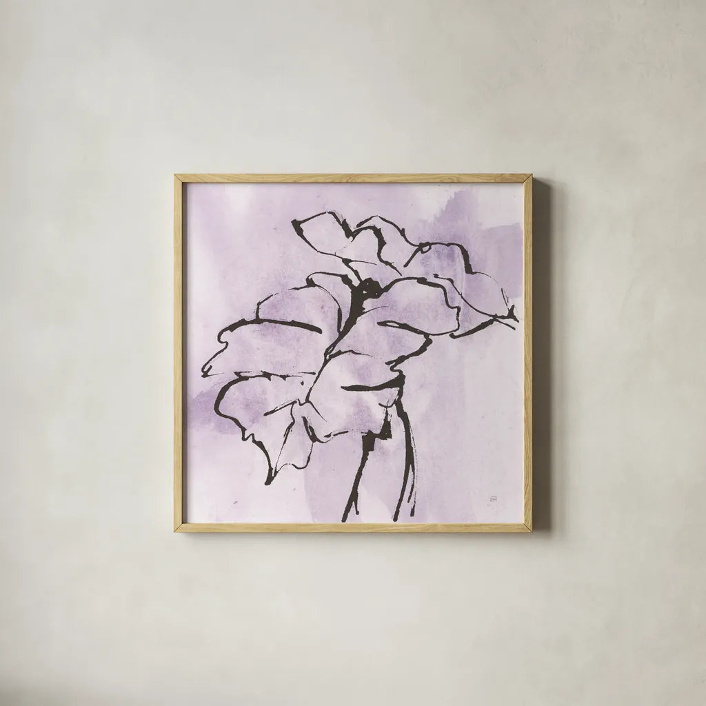 Midnight Plum Leaf II by Chris Paschke. Shown in a natural wood glass frame for a timeless modern aesthetic. Available as an archival giclee rolled canvas, fine art paper, or poster print. SKU 91455a.