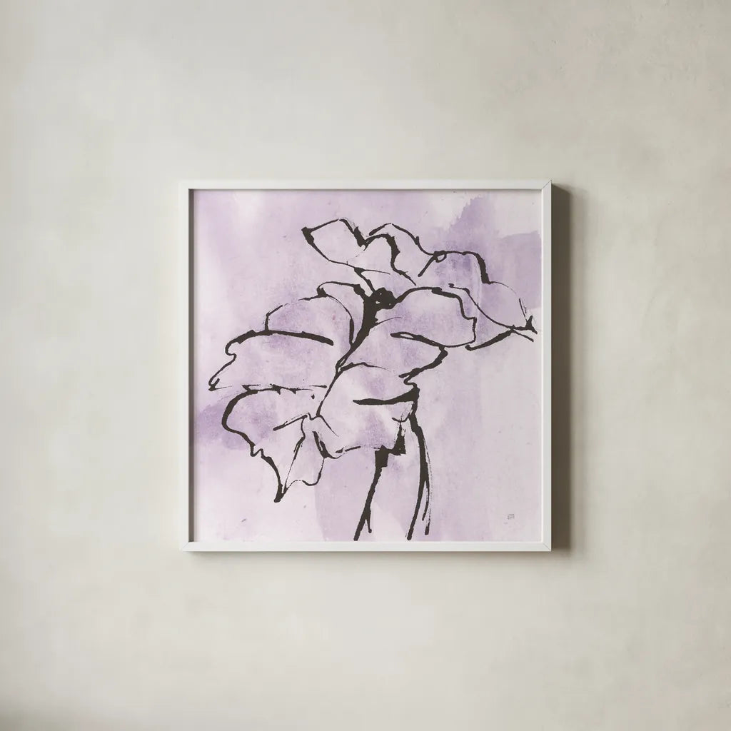 Midnight Plum Leaf II by Chris Paschke. Shown in a crisp white glass frame for a clean and minimalist style. Available as an archival giclee rolled canvas, fine art paper, or poster print. SKU 91455a.