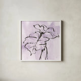 Midnight Plum Leaf II by Chris Paschke. Shown in a crisp white glass frame for a clean and minimalist style. Available as an archival giclee rolled canvas, fine art paper, or poster print. SKU 91455a.