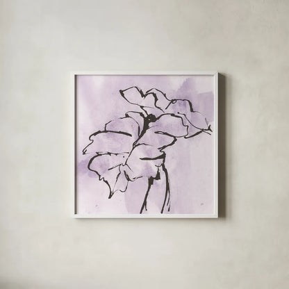 Midnight Plum Leaf II by Chris Paschke. Shown in a crisp white glass frame for a clean and minimalist style. Available as an archival giclee rolled canvas, fine art paper, or poster print. SKU 91455a.