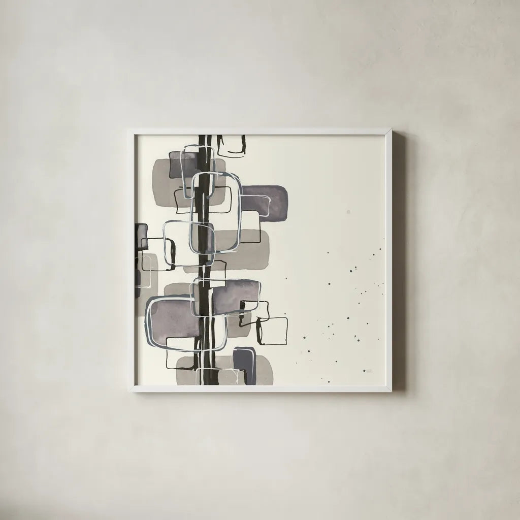 Mind Games I by Chris Paschke. Shown in a crisp white glass frame for a clean and minimalist style. Available as an archival giclee rolled canvas, fine art paper, or poster print. SKU 32521a.