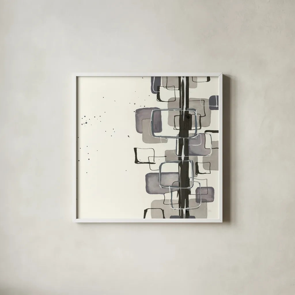 Mind Games II by Chris Paschke. Shown in a crisp white glass frame for a clean and minimalist style. Available as an archival giclee rolled canvas, fine art paper, or poster print. SKU 32522a.