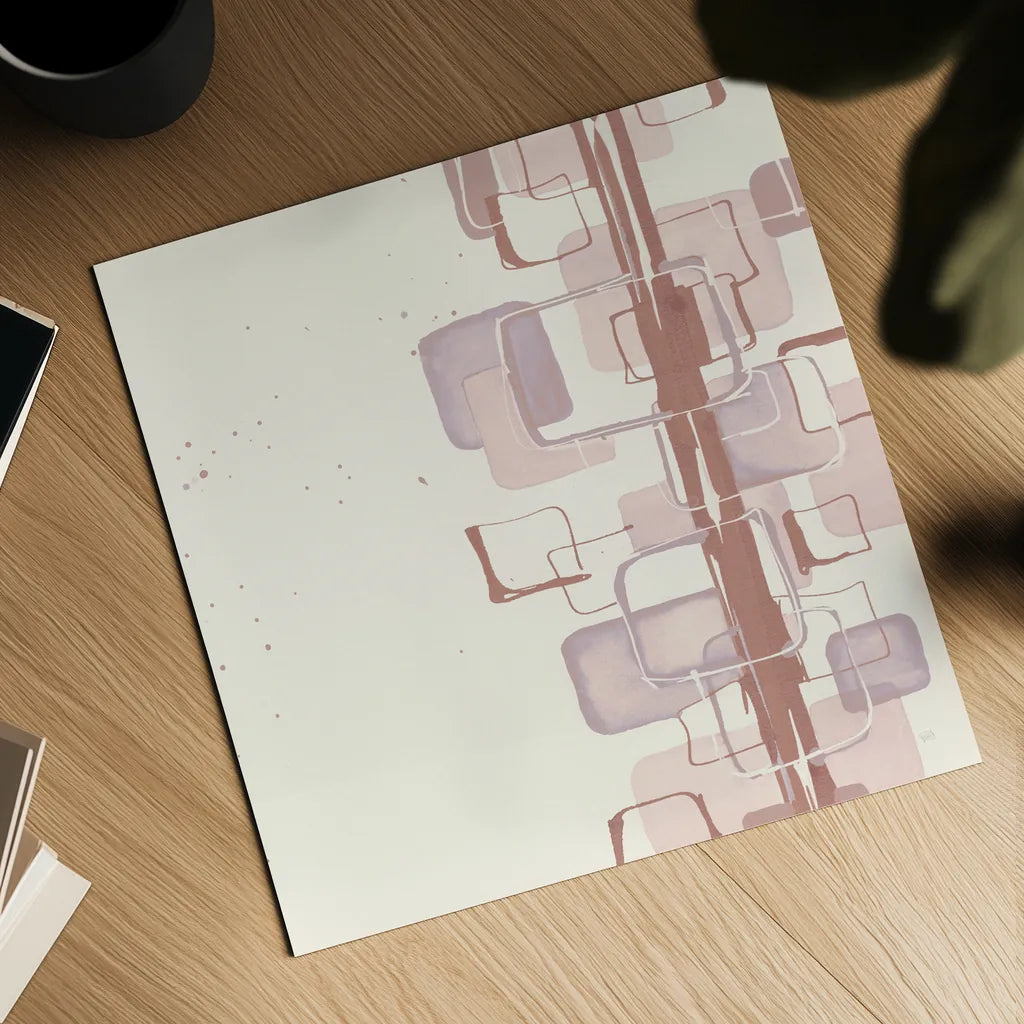 Mind Games II Blush by Chris Paschke. Shown as a detailed flat fine art print, highlighting archival giclee quality. Available as an archival giclee rolled canvas, fine art paper, or poster print. SKU 42730a.