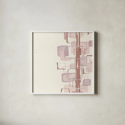 Mind Games II Blush by Chris Paschke. Shown in a crisp white glass frame for a clean and minimalist style. Available as an archival giclee rolled canvas, fine art paper, or poster print. SKU 42730a.