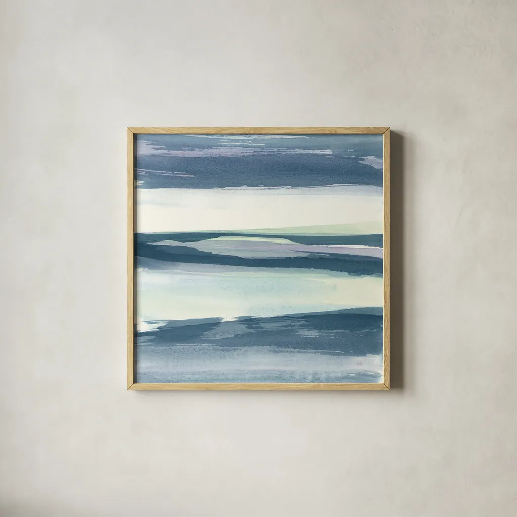Mint Dawn II by Chris Paschke. Shown in a natural wood glass frame for a timeless modern aesthetic. Available as an archival giclee rolled canvas, fine art paper, or poster print. SKU 33977a.