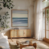 Mint Dawn IV by Chris Paschke. Shown in a natural wood frame in a cozy modern living room. Available as an archival giclee rolled canvas, fine art paper, or poster print. SKU 33979a.