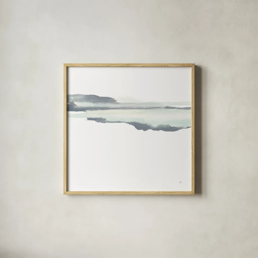 Mint Slate I by Chris Paschke. Shown in a natural wood glass frame for a timeless modern aesthetic. Available as an archival giclee rolled canvas, fine art paper, or poster print. SKU 68165a.