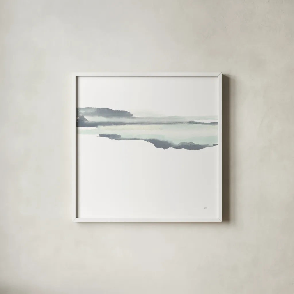 Mint Slate I by Chris Paschke. Shown in a crisp white glass frame for a clean and minimalist style. Available as an archival giclee rolled canvas, fine art paper, or poster print. SKU 68165a.