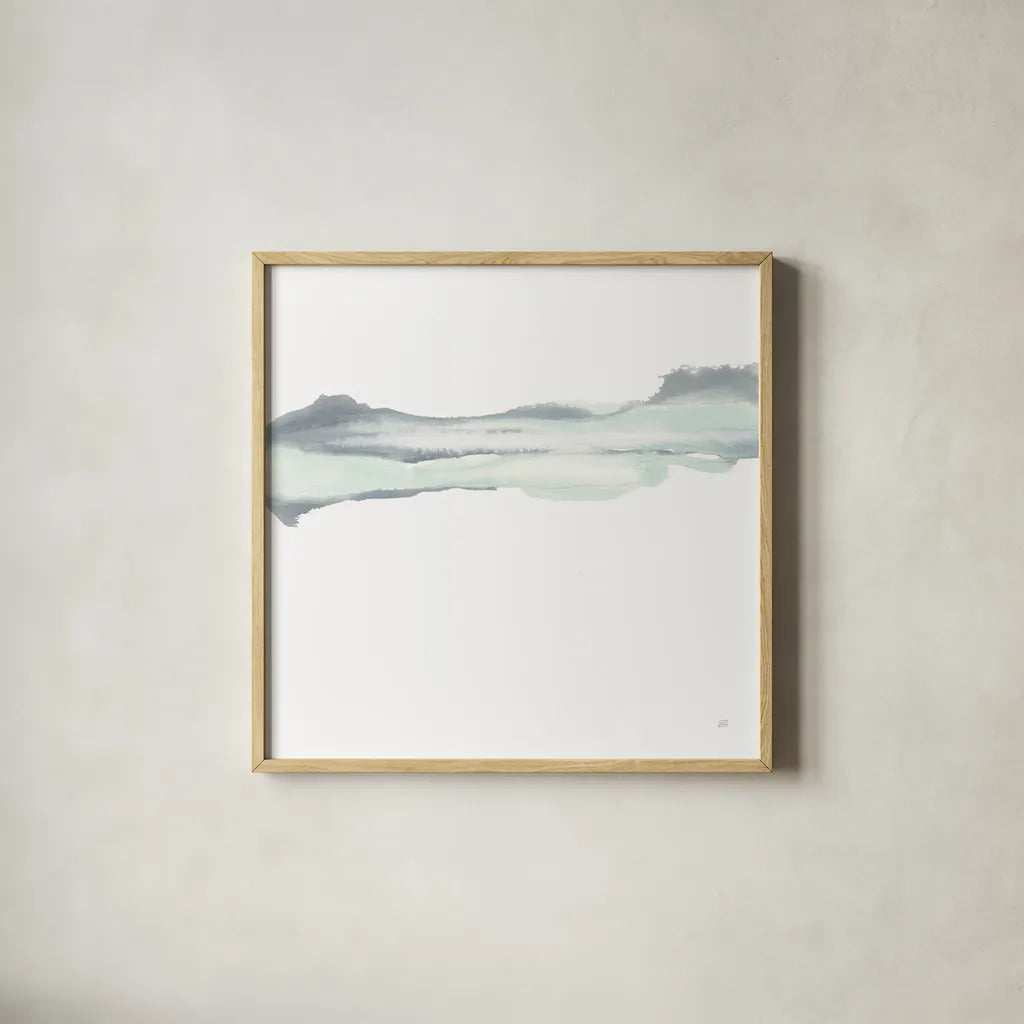 Mint Slate II by Chris Paschke. Shown in a natural wood glass frame for a timeless modern aesthetic. Available as an archival giclee rolled canvas, fine art paper, or poster print. SKU 68166a.