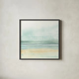 Mint and Sand II by Chris Paschke. Shown in a sleek black glass frame for a contemporary gallery look. Available as an archival giclee rolled canvas, fine art paper, or poster print. SKU 68152a.