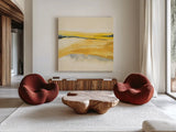 Mist and Gold I by Chris Paschke. Shown as extra-large giant wall art in a modern living room. Available as an archival giclee rolled canvas, fine art paper, or poster print. SKU 39675a.