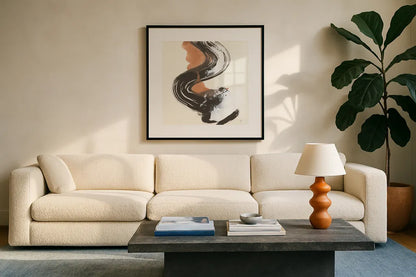 Mixed Modern IV by Chris Paschke. Displayed in a glass frame with matte in a clean modern living room. Available as an archival giclee rolled canvas, fine art paper, or poster print. SKU 84552a.