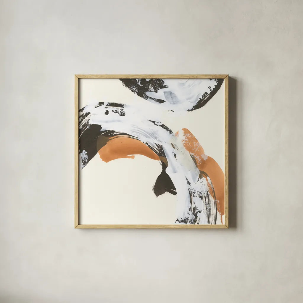 Mixed Modern VI by Chris Paschke. Shown in a natural wood glass frame for a timeless modern aesthetic. Available as an archival giclee rolled canvas, fine art paper, or poster print. SKU 84554a.