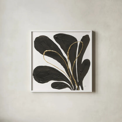 Mod Leaves I by Chris Paschke. Shown in a crisp white glass frame for a clean and minimalist style. Available as an archival giclee rolled canvas, fine art paper, or poster print. SKU 98225a.