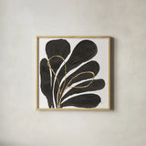 Mod Leaves II by Chris Paschke. Shown in a natural wood glass frame for a timeless modern aesthetic. Available as an archival giclee rolled canvas, fine art paper, or poster print. SKU 98226a.