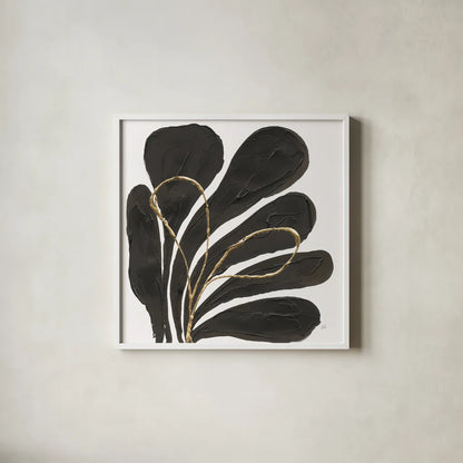 Mod Leaves II by Chris Paschke. Shown in a crisp white glass frame for a clean and minimalist style. Available as an archival giclee rolled canvas, fine art paper, or poster print. SKU 98226a.