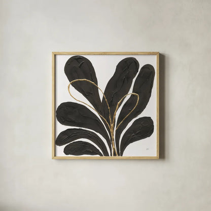 Mod Leaves III by Chris Paschke. Shown in a natural wood glass frame for a timeless modern aesthetic. Available as an archival giclee rolled canvas, fine art paper, or poster print. SKU 98227a.