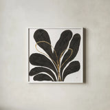 Mod Leaves III by Chris Paschke. Shown in a crisp white glass frame for a clean and minimalist style. Available as an archival giclee rolled canvas, fine art paper, or poster print. SKU 98227a.