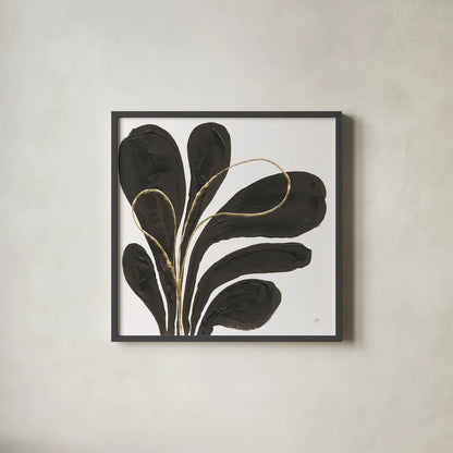 Mod Leaves IV by Chris Paschke. Shown in a sleek black glass frame for a contemporary gallery look. Available as an archival giclee rolled canvas, fine art paper, or poster print. SKU 98228a.