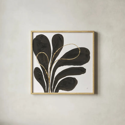 Mod Leaves IV by Chris Paschke. Shown in a natural wood glass frame for a timeless modern aesthetic. Available as an archival giclee rolled canvas, fine art paper, or poster print. SKU 98228a.