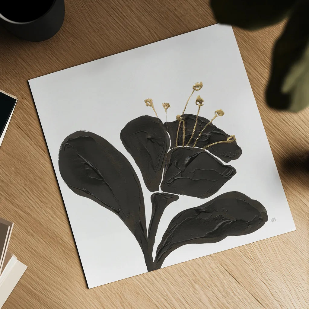 Mod Poppy I by Chris Paschke. Shown as a detailed flat fine art print, highlighting archival giclee quality. Available as an archival giclee rolled canvas, fine art paper, or poster print. SKU 98229a.