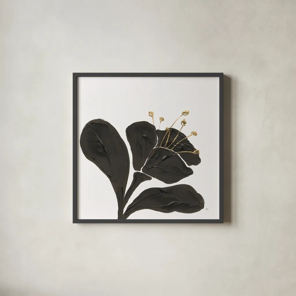 Mod Poppy I by Chris Paschke. Shown in a sleek black glass frame for a contemporary gallery look. Available as an archival giclee rolled canvas, fine art paper, or poster print. SKU 98229a.