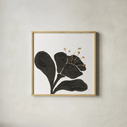 Mod Poppy I by Chris Paschke. Shown in a natural wood glass frame for a timeless modern aesthetic. Available as an archival giclee rolled canvas, fine art paper, or poster print. SKU 98229a.