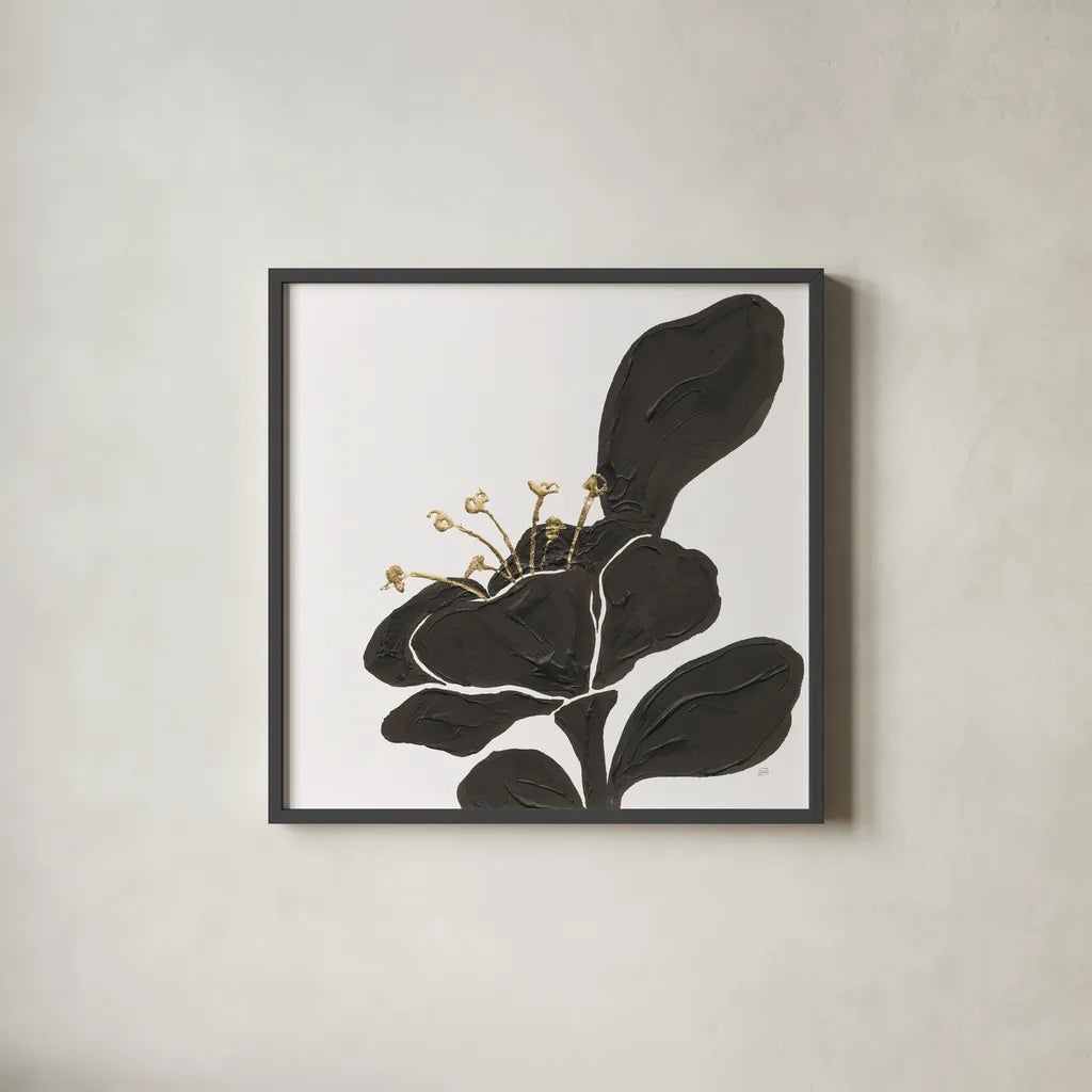 Mod Poppy II by Chris Paschke. Shown in a sleek black glass frame for a contemporary gallery look. Available as an archival giclee rolled canvas, fine art paper, or poster print. SKU 98230a.