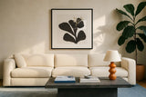 Mod Poppy III by Chris Paschke. Displayed in a glass frame with matte in a clean modern living room. Available as an archival giclee rolled canvas, fine art paper, or poster print. SKU 98231a.