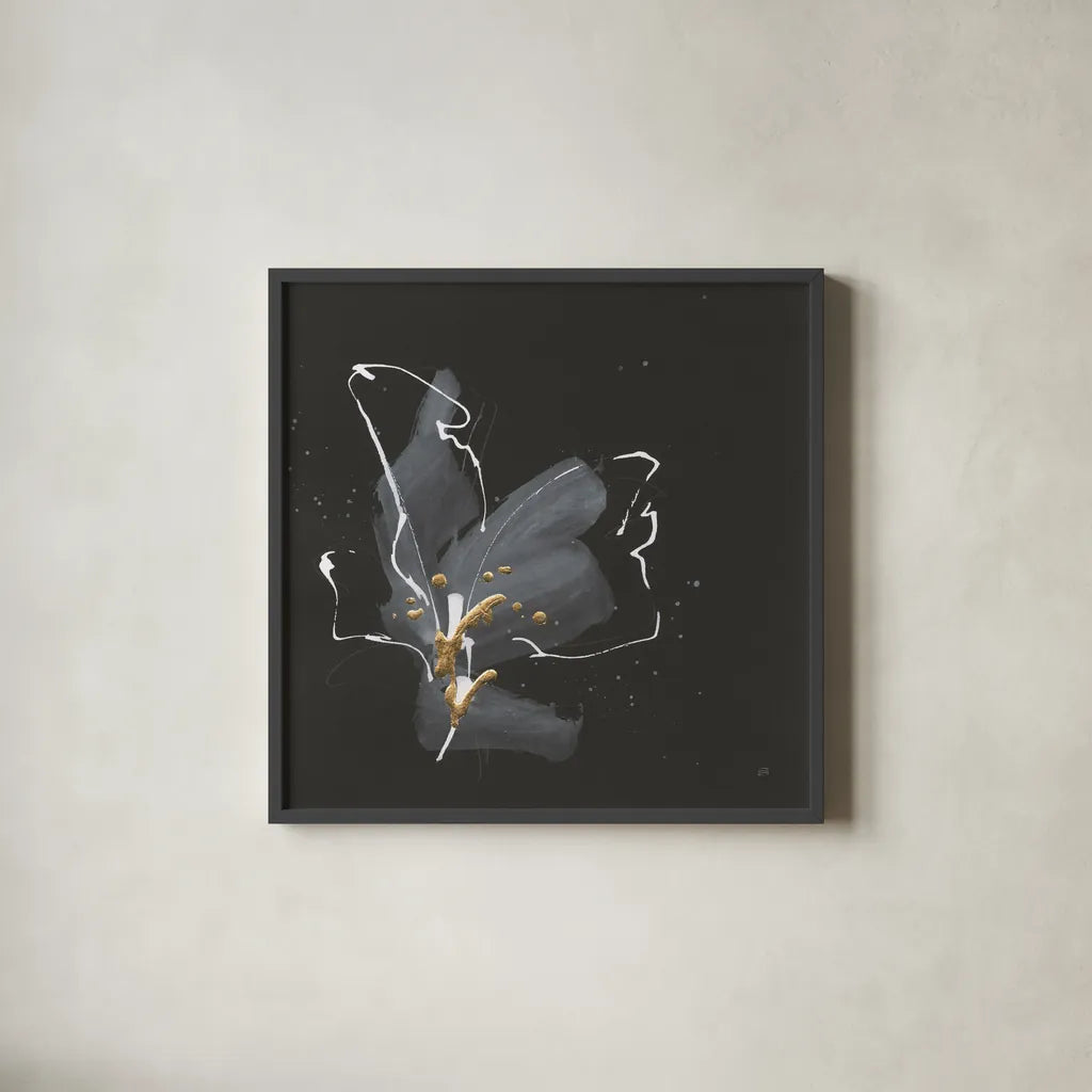 Modern Flower III by Chris Paschke. Shown in a sleek black glass frame for a contemporary gallery look. Available as an archival giclee rolled canvas, fine art paper, or poster print. SKU 73075a.