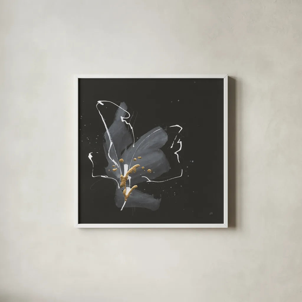 Modern Flower III by Chris Paschke. Shown in a crisp white glass frame for a clean and minimalist style. Available as an archival giclee rolled canvas, fine art paper, or poster print. SKU 73075a.
