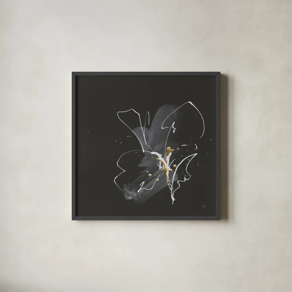 Modern Flower IV by Chris Paschke. Shown in a sleek black glass frame for a contemporary gallery look. Available as an archival giclee rolled canvas, fine art paper, or poster print. SKU 73076a.