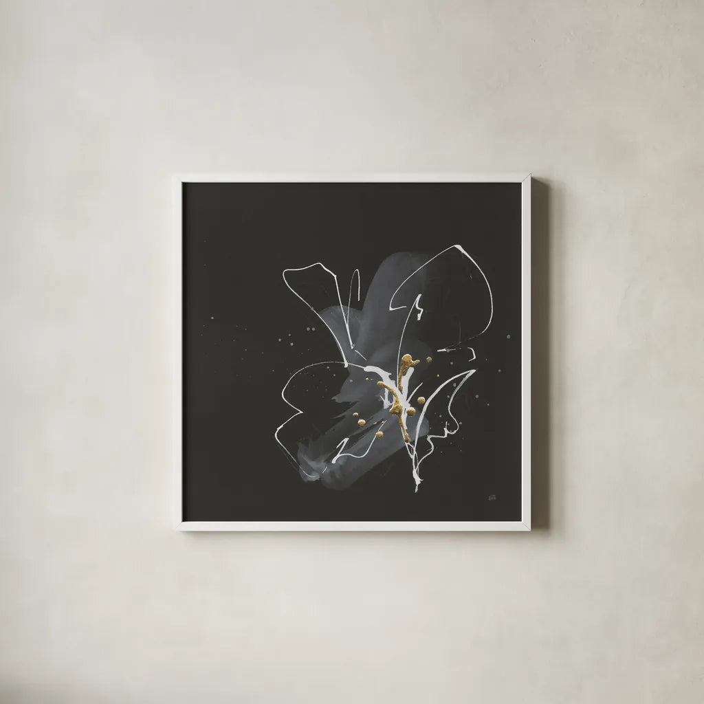 Modern Flower IV by Chris Paschke. Shown in a crisp white glass frame for a clean and minimalist style. Available as an archival giclee rolled canvas, fine art paper, or poster print. SKU 73076a.