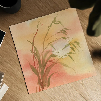 Moon Season Autumn by Chris Paschke. Shown as a detailed flat fine art print, highlighting archival giclee quality. Available as an archival giclee rolled canvas, fine art paper, or poster print. SKU 65456a.