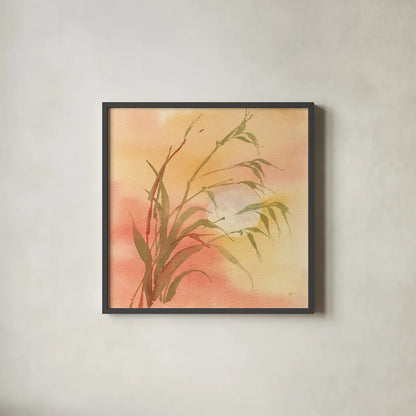 Moon Season Autumn by Chris Paschke. Shown in a sleek black glass frame for a contemporary gallery look. Available as an archival giclee rolled canvas, fine art paper, or poster print. SKU 65456a.