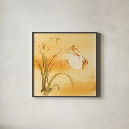 Moon Season Summer by Chris Paschke. Shown in a sleek black glass frame for a contemporary gallery look. Available as an archival giclee rolled canvas, fine art paper, or poster print. SKU 65459a.