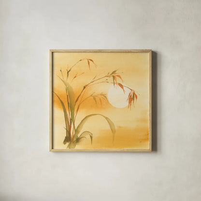 Moon Season Summer by Chris Paschke. Shown in a natural wood glass frame for a timeless modern aesthetic. Available as an archival giclee rolled canvas, fine art paper, or poster print. SKU 65459a.