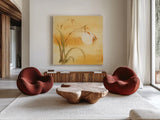Moon Season Summer by Chris Paschke. Shown as extra-large giant wall art in a modern living room. Available as an archival giclee rolled canvas, fine art paper, or poster print. SKU 65459a.