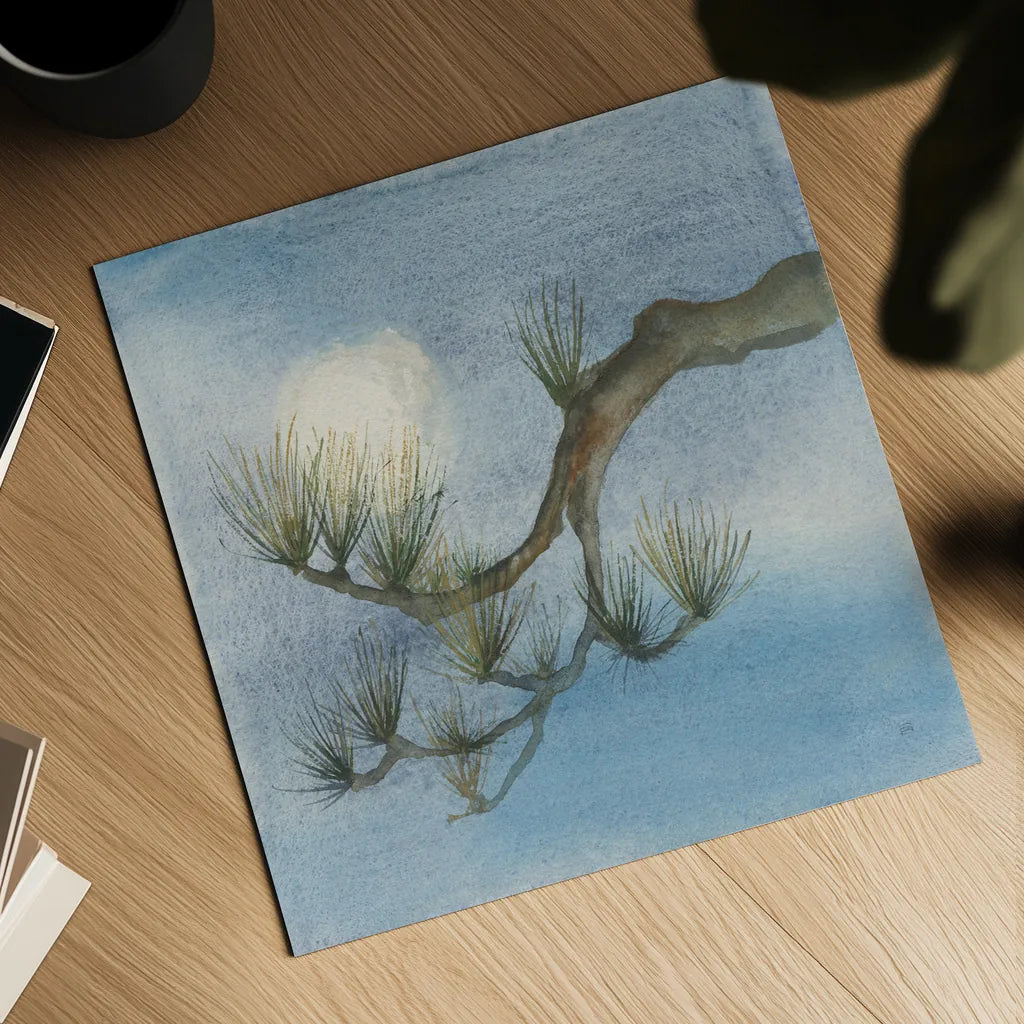 Moon Season Winter by Chris Paschke. Shown as a detailed flat fine art print, highlighting archival giclee quality. Available as an archival giclee rolled canvas, fine art paper, or poster print. SKU 65457a.